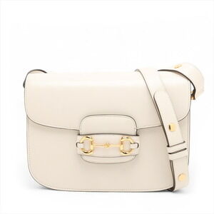 Gucci Horsebit Leather Shoulder Bag White